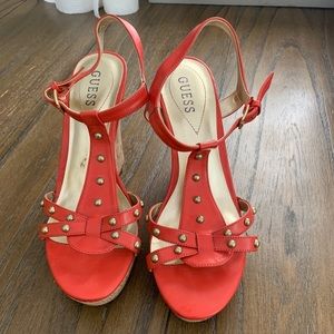 Guess sling back wedges